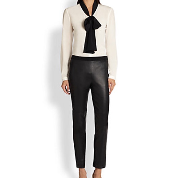 St. John Pants - EUC St. John Black Leather Front Dress Pants Sz 8